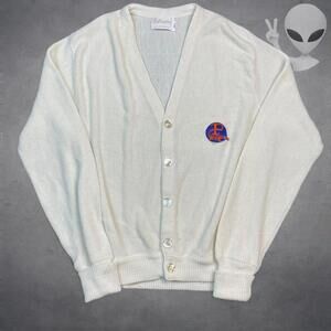 UF Florida Gators Knit Acrylic Cardigan Large Cream Vintage 70s USA